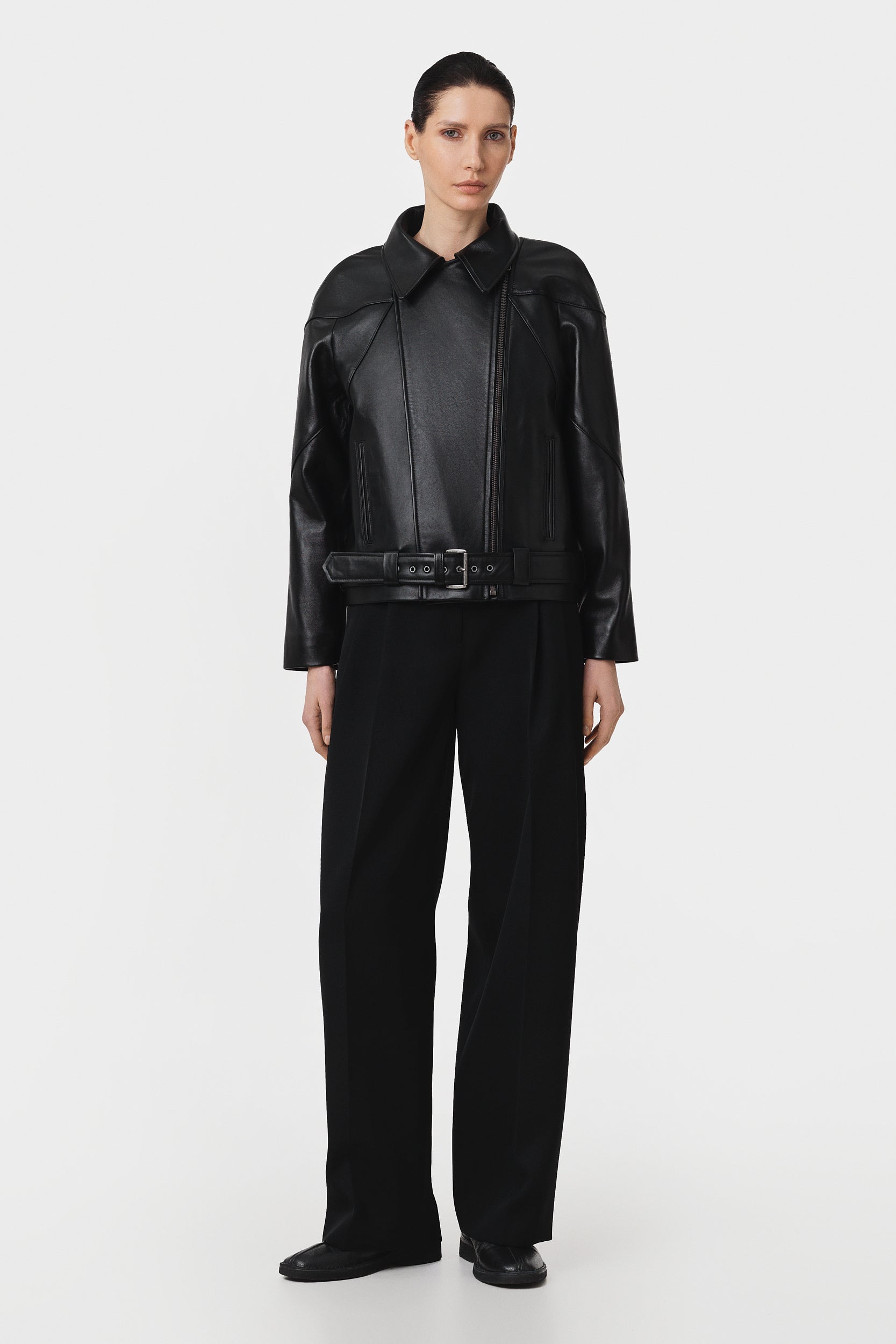 HARVY LEATHER BIKER JACKET IN BLACK (2010/1)