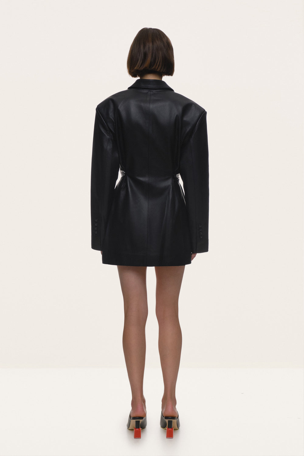 SENSUALITY LEATHER JACKET-DRESS IN BLACK