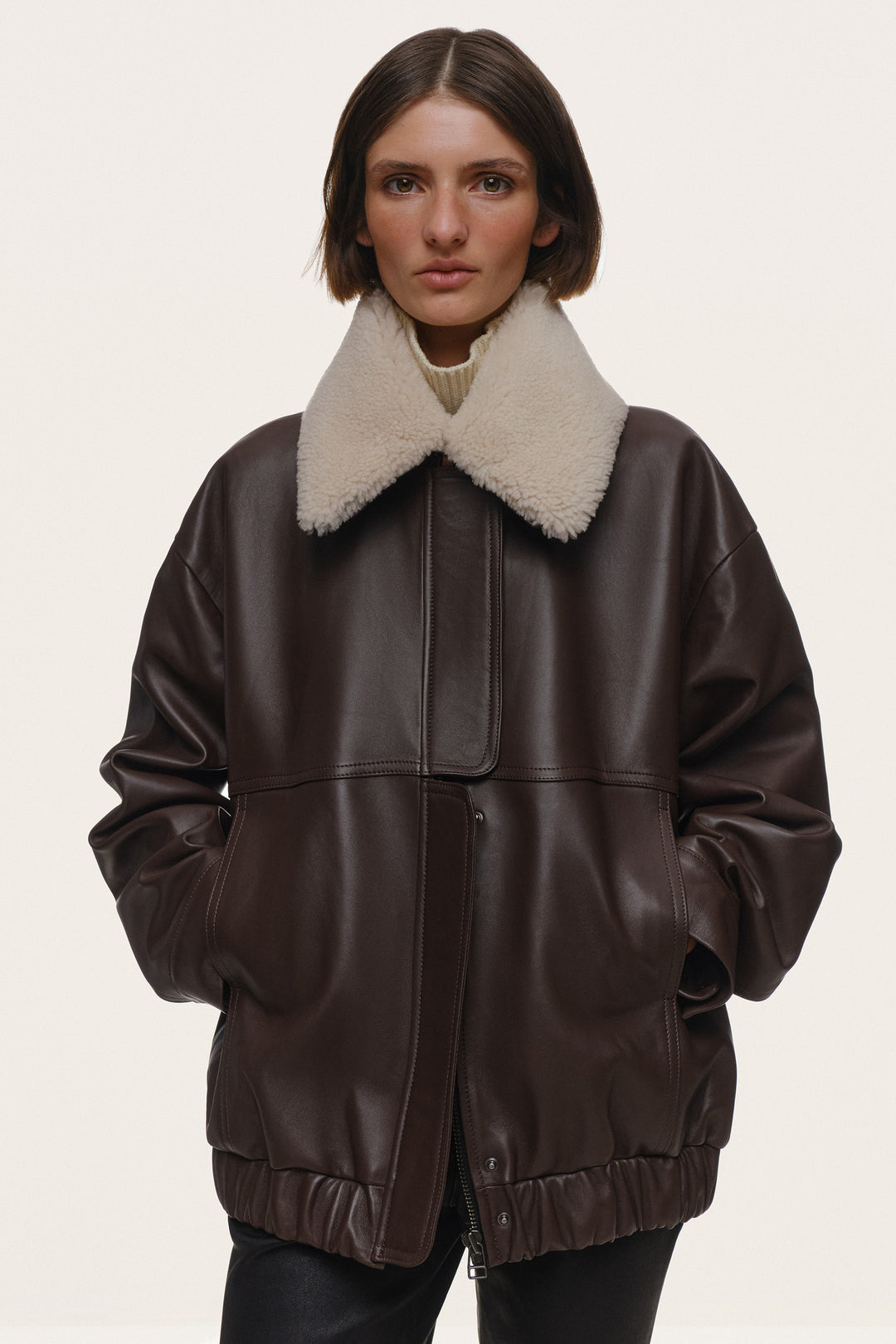 AFFECTION LEATHER BOMBER JACKET