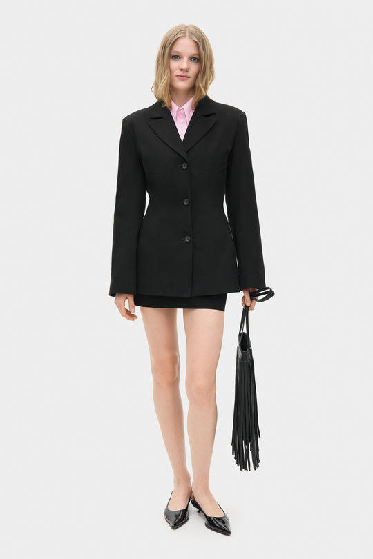 GIA COTTON BLAZER JACKET IN BLACK