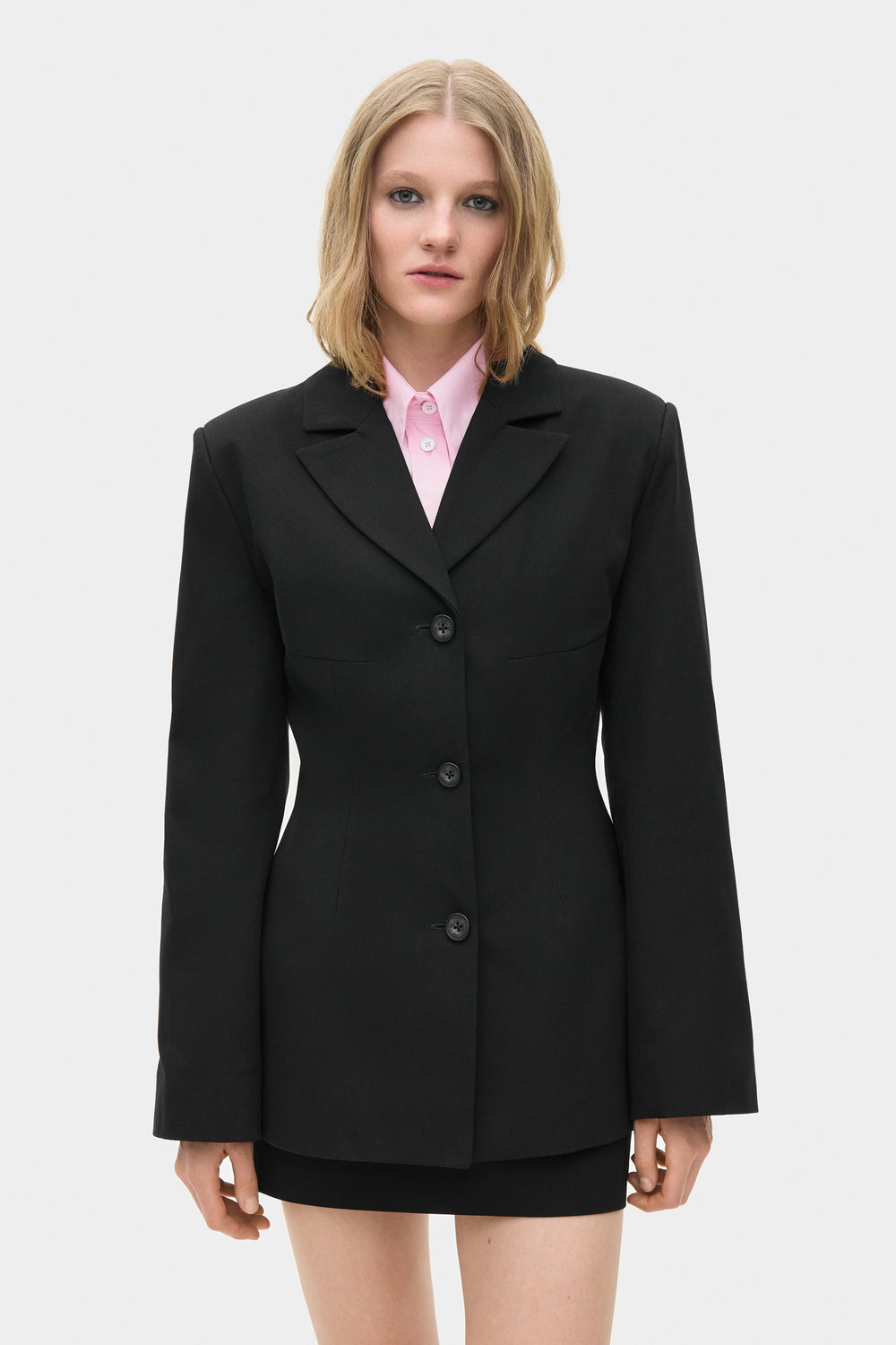GIA COTTON BLAZER JACKET IN BLACK