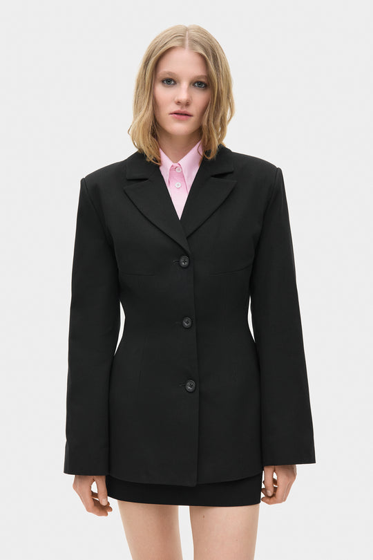 GIA COTTON BLAZER JACKET IN BLACK