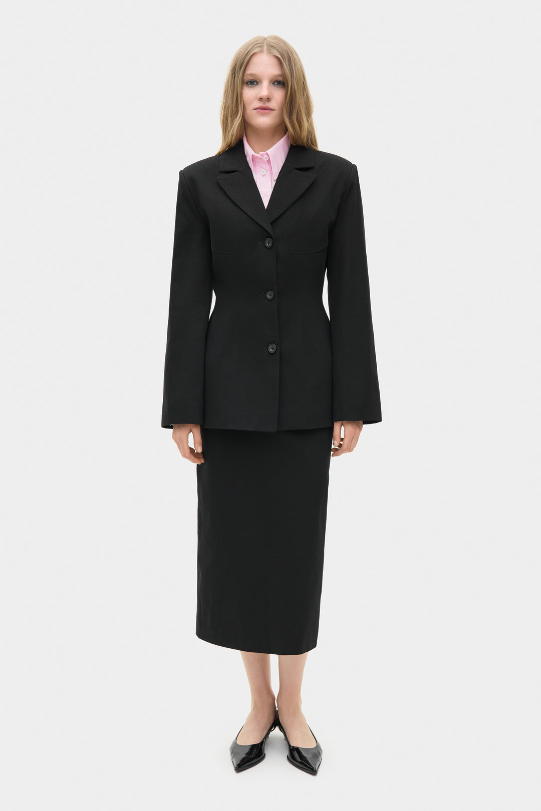 GIA COTTON BLAZER JACKET IN BLACK