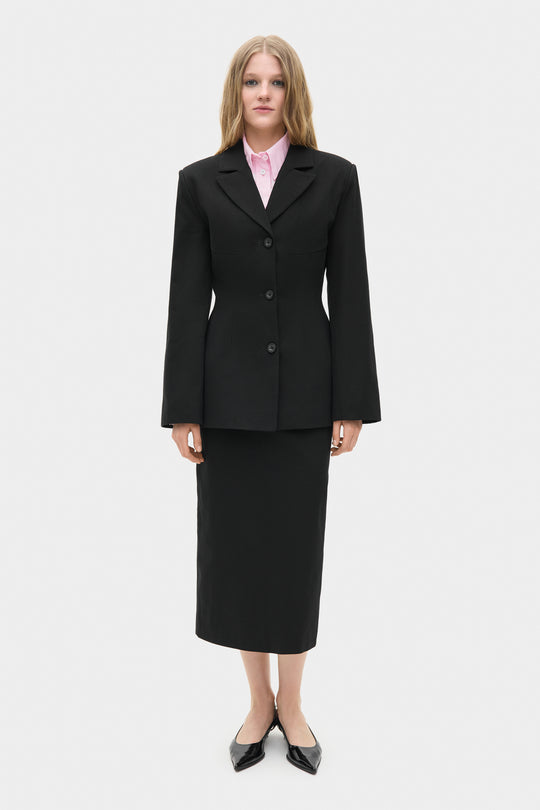 GIA COTTON BLAZER JACKET IN BLACK