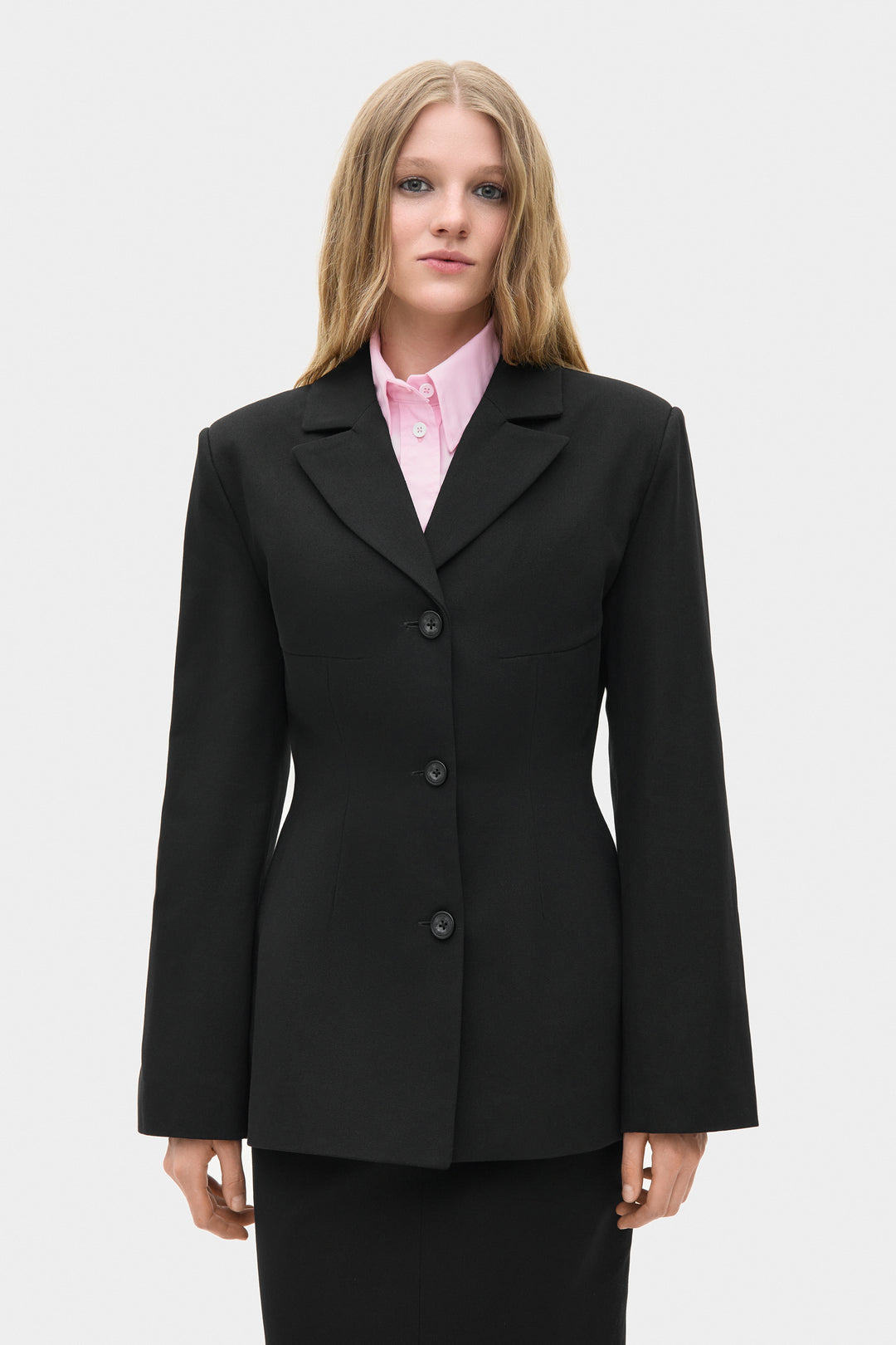 GIA COTTON BLAZER JACKET IN BLACK
