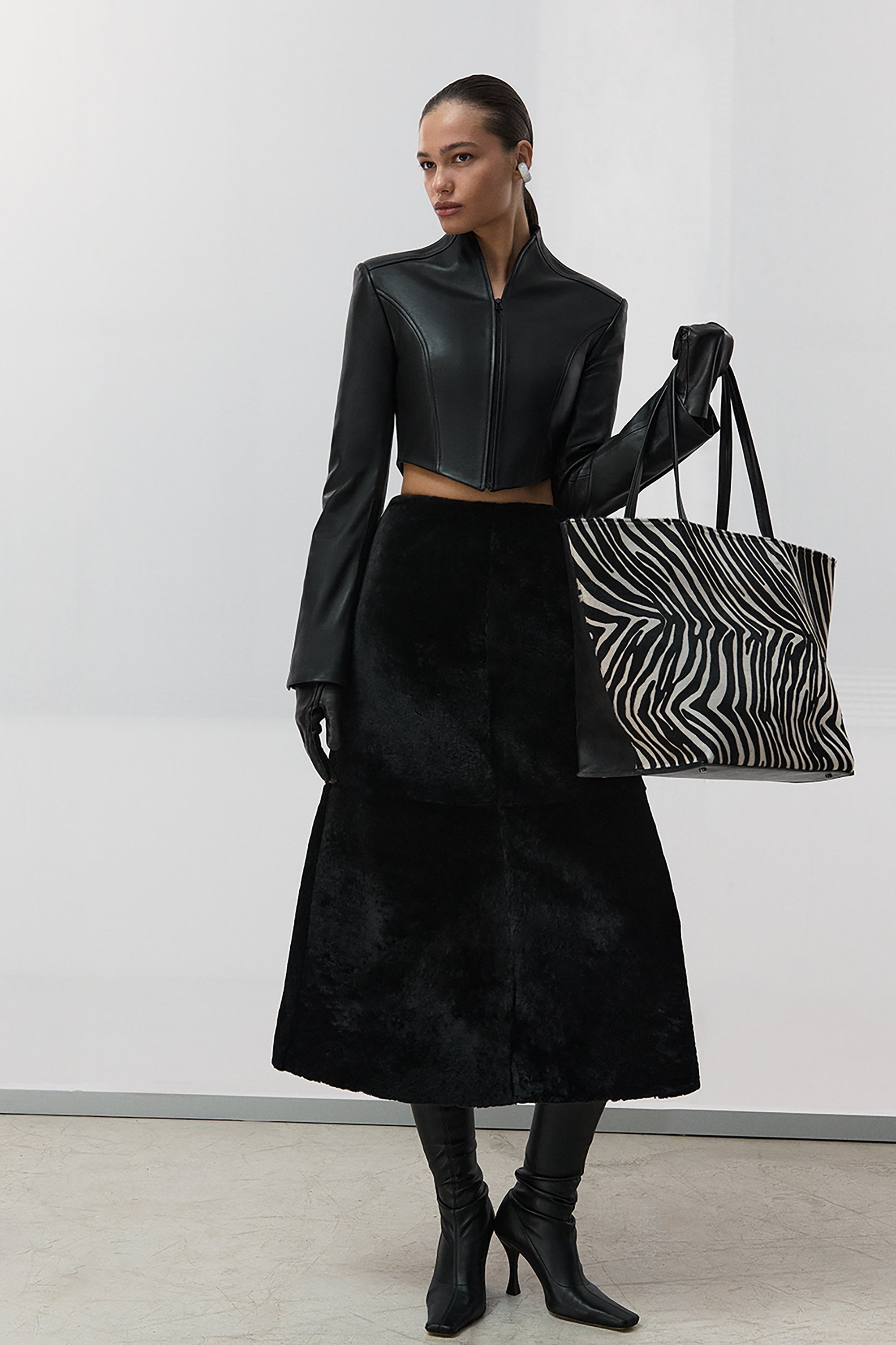 EVELYN SHEARLING SKIRT(FW26.29.1)