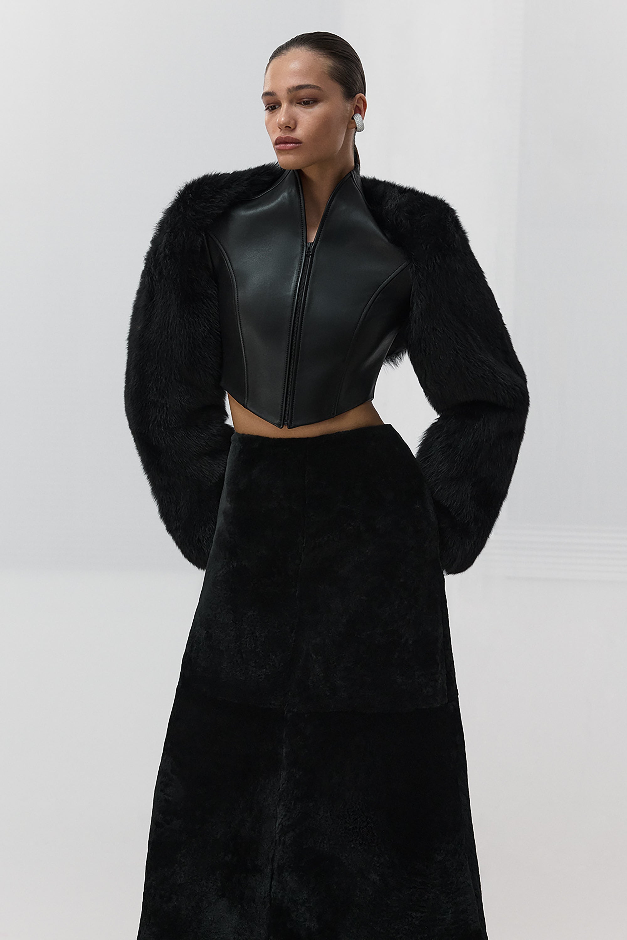 CLAIRE SHEARLING BOLERO COAT(FW26.32.1)