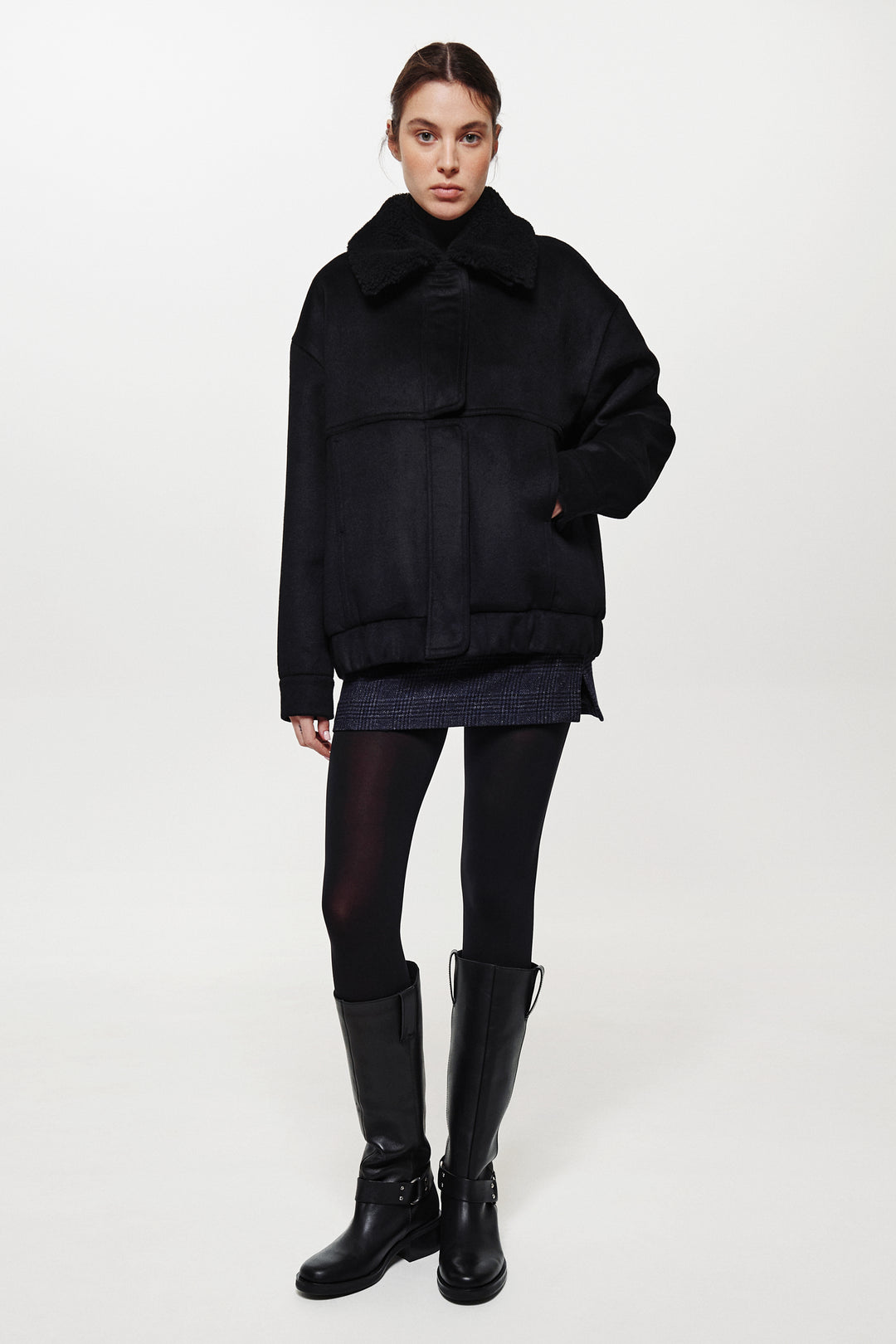 OVERSIZED BOMBER IN VIRGIN WOOL AND CASHMERE