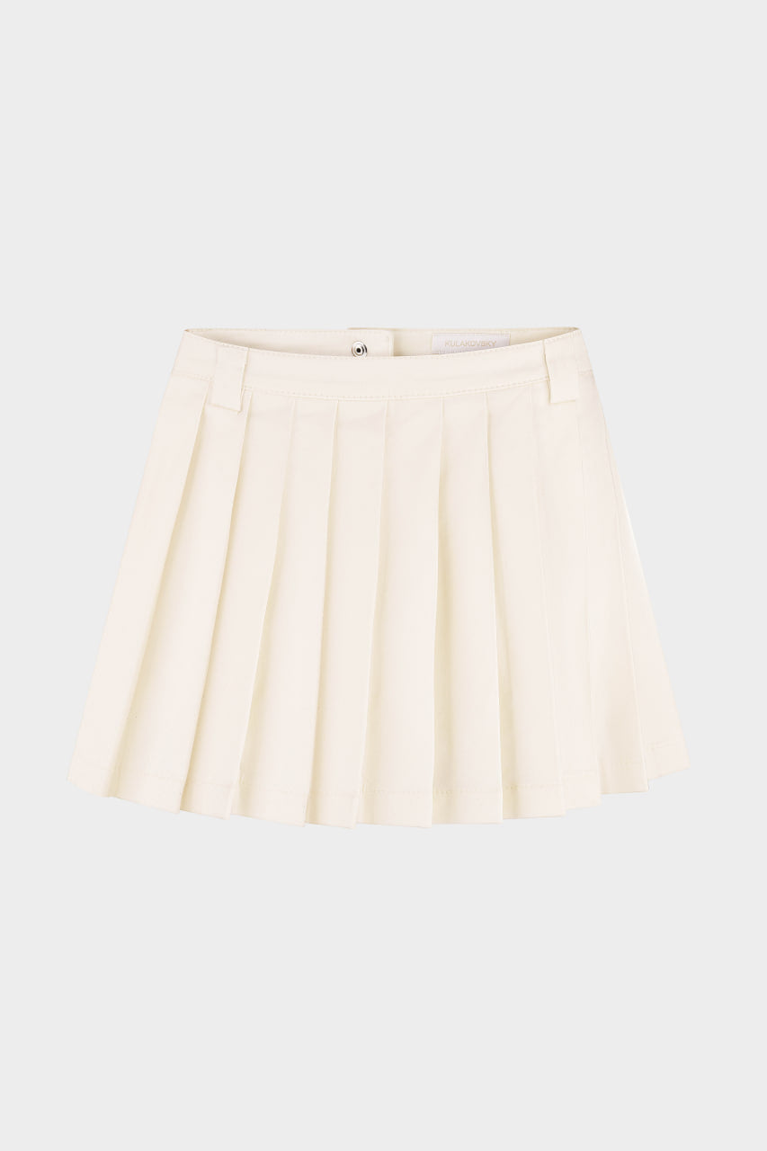 TRIXIE PLEATED COTTON MINI SKIRT IN MILK