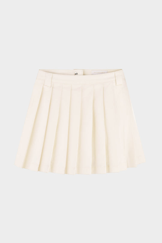 TRIXIE PLEATED COTTON MINI SKIRT IN MILK