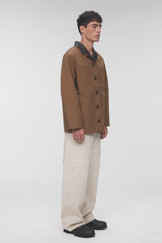 VINCENT CANVAS JACKET WITH 4 POCKETS IN BROWN