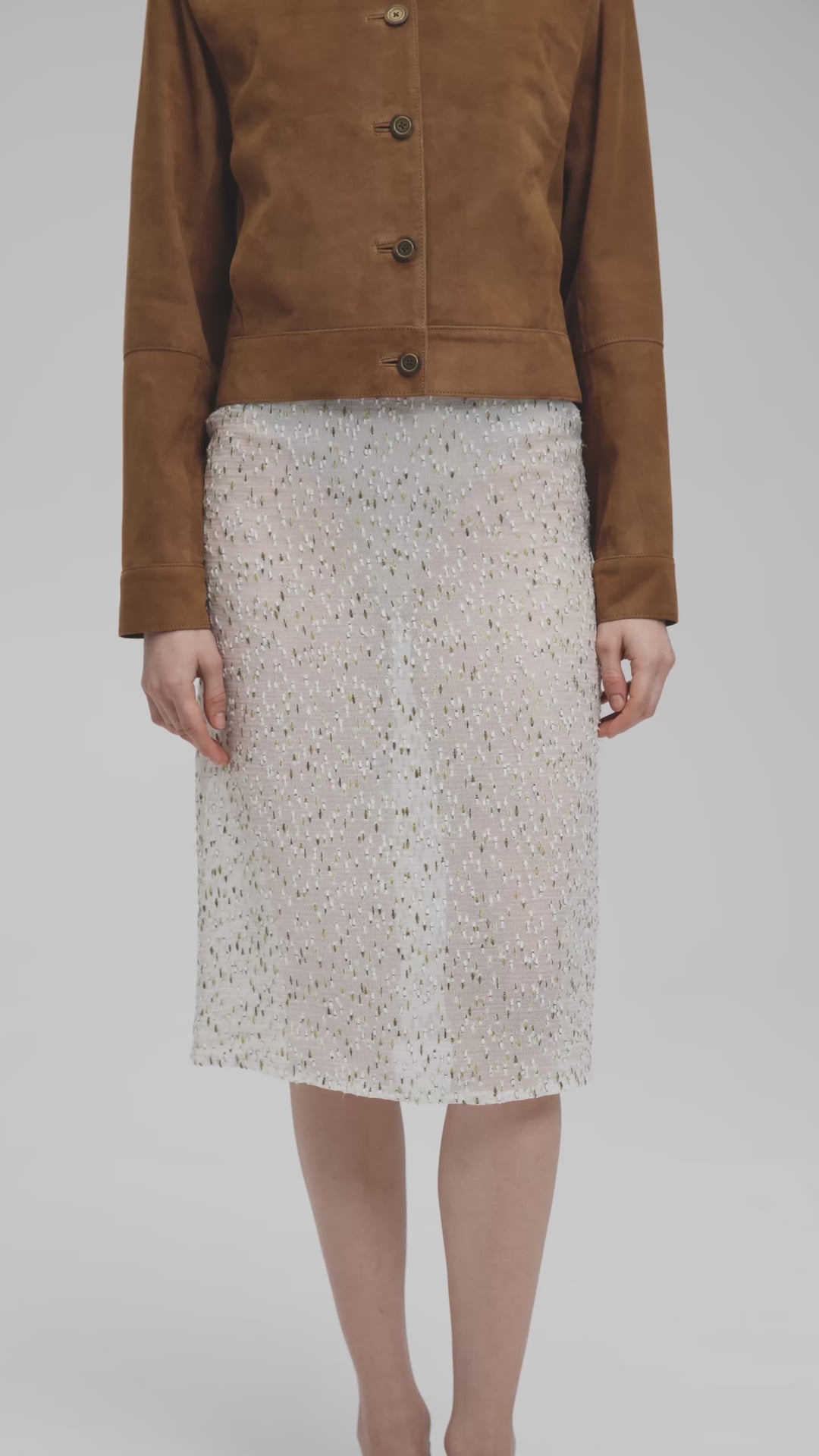 DOTTIE GAUZY KNEE-LENGHT SKIRT IN WHITE