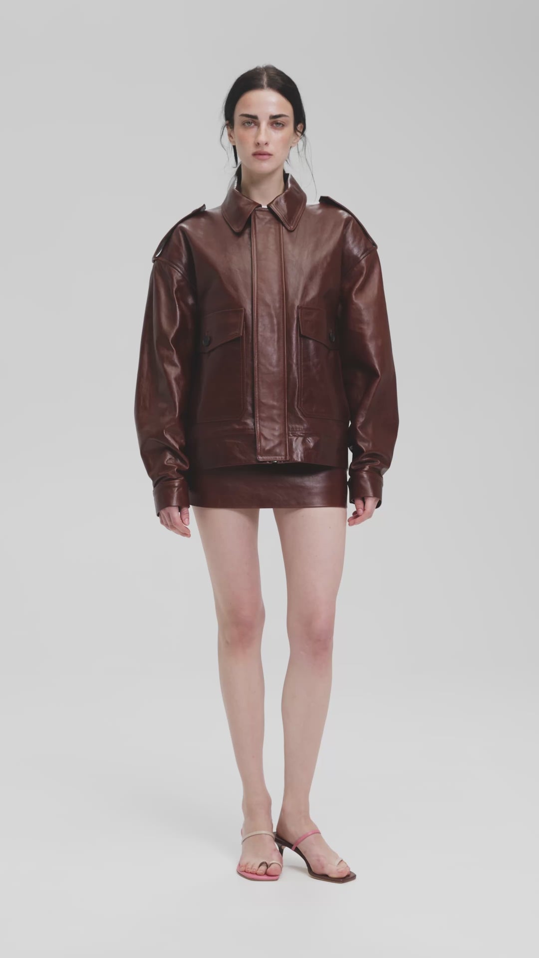 THOM LEATHER BOMBER JACKET IN RUSSET BROWN