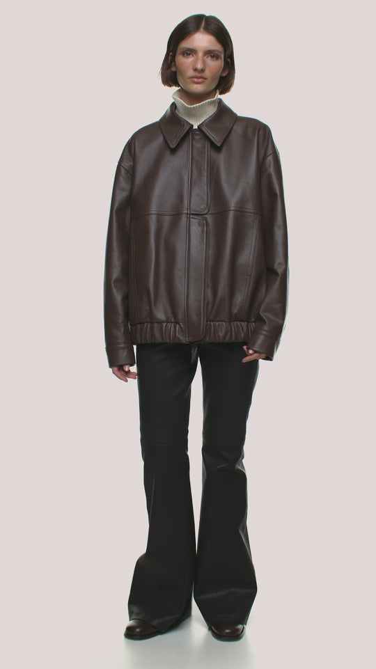 AFFECTION LEATHER BOMBER JACKET
