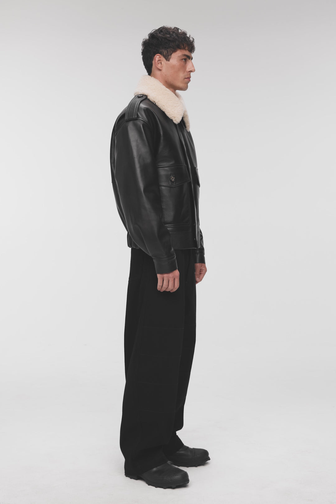 THOM LEATHER BOMBER JACKET IN DARK BROWN