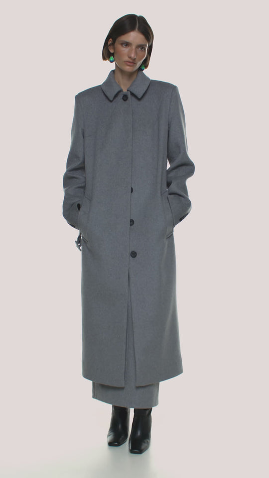 SILVER DECENCY CLASSIC COAT IN VIRGIN WOOL