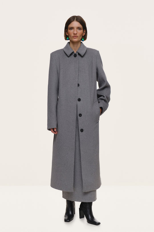 SILVER DECENCY CLASSIC COAT IN VIRGIN WOOL