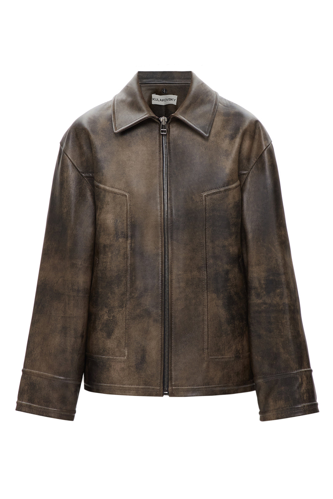 OVERSIZED LEATHER BOMBER-JACKET
