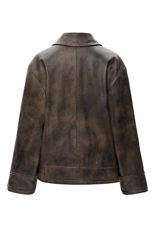 OVERSIZED LEATHER BOMBER-JACKET