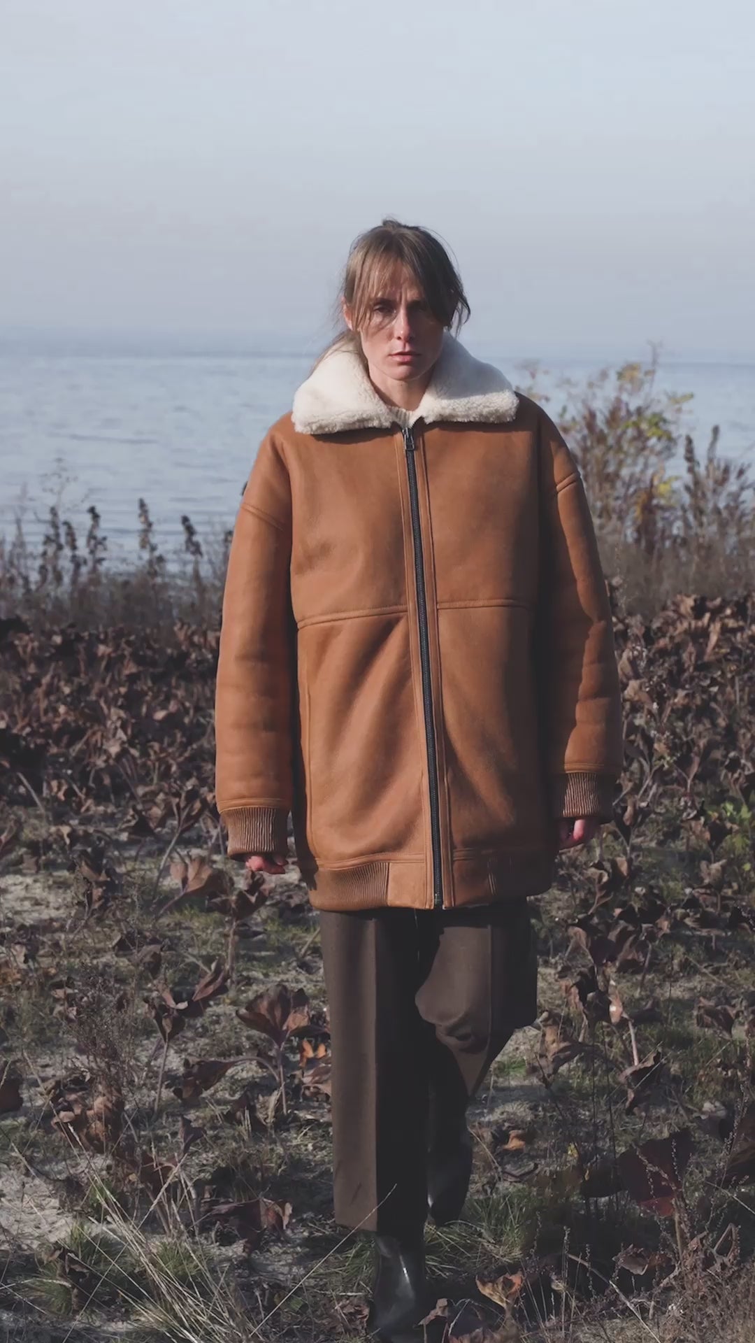 OVERSIZE SHEARLING BOMBER JACKET