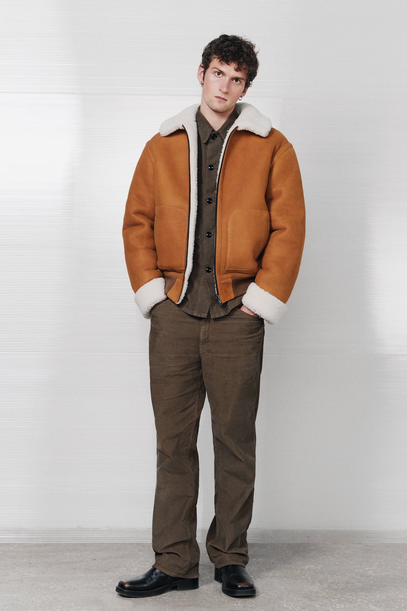 REVERSIBLE SHEARLING BOMBER JACKET IN WHISKEY ORANGE KULAKOVSKY