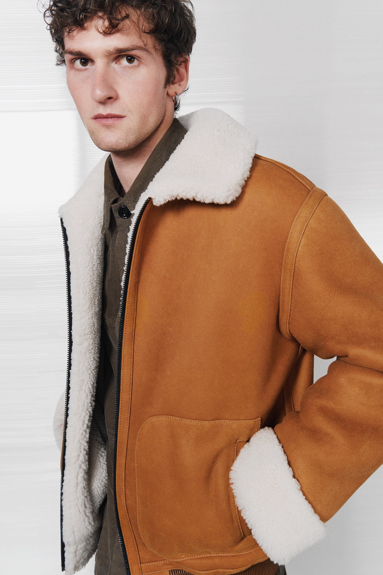 Orange shearling jacket hotsell