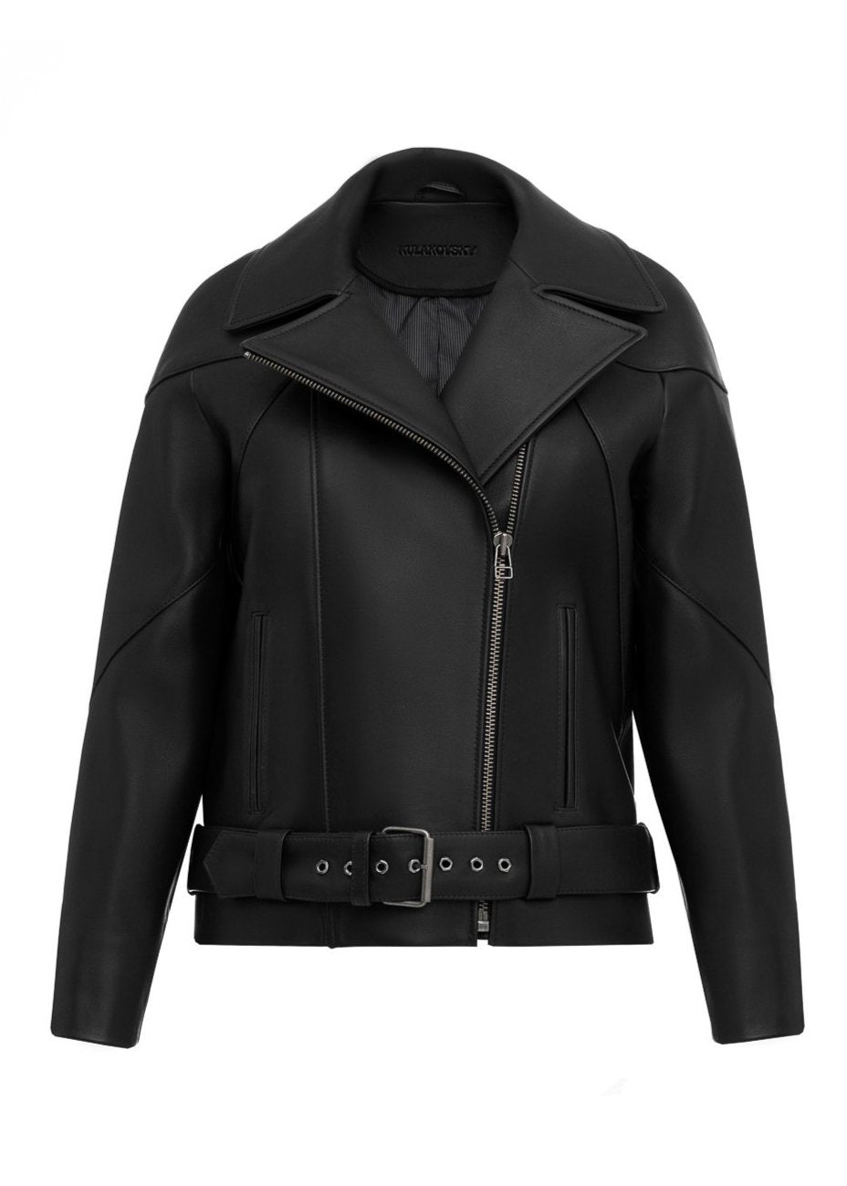 HARVY LEATHER BIKER JACKET IN BLACK (2010/1)