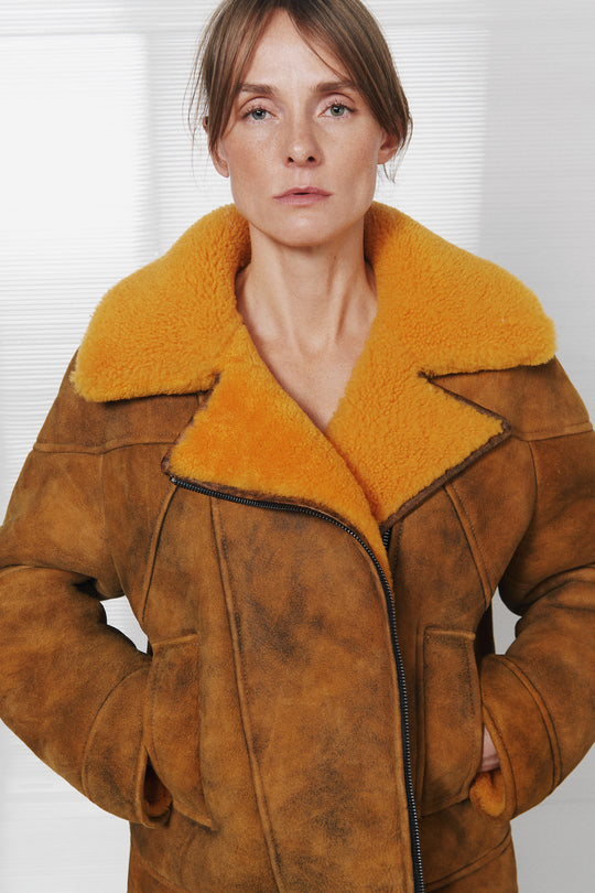 JACKET IN AGED SHEARLING