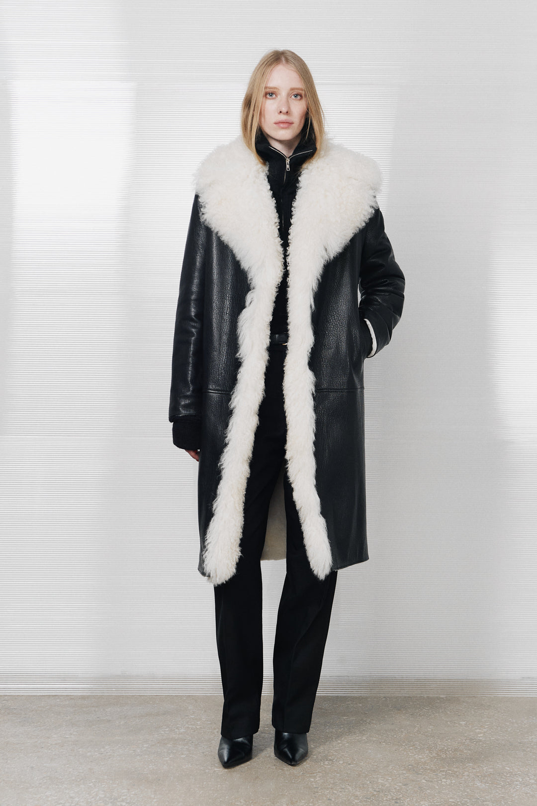 SHEARLING COAT WITH TIGRADO FUR