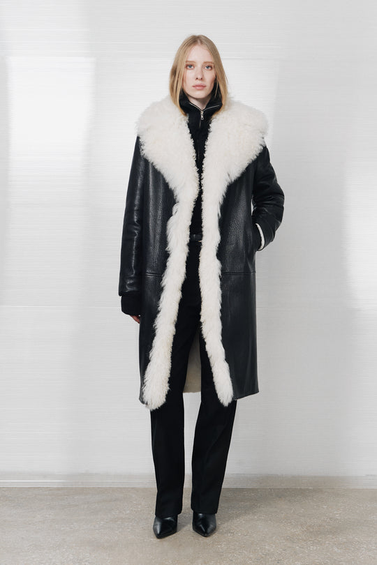 SHEARLING COAT WITH TIGRADO FUR