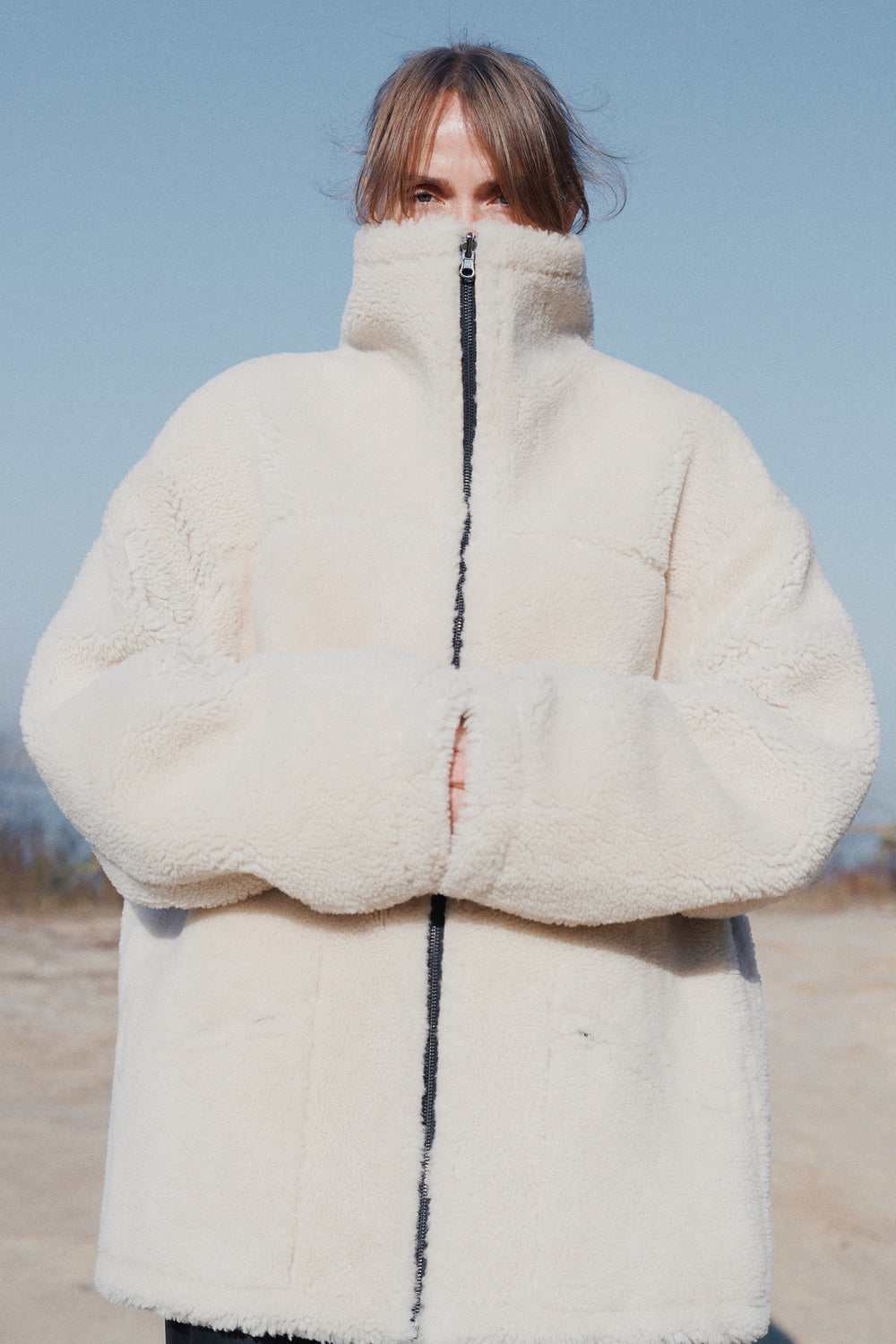 REVERSIBLE OVERSIZED SHEARLING JACKET