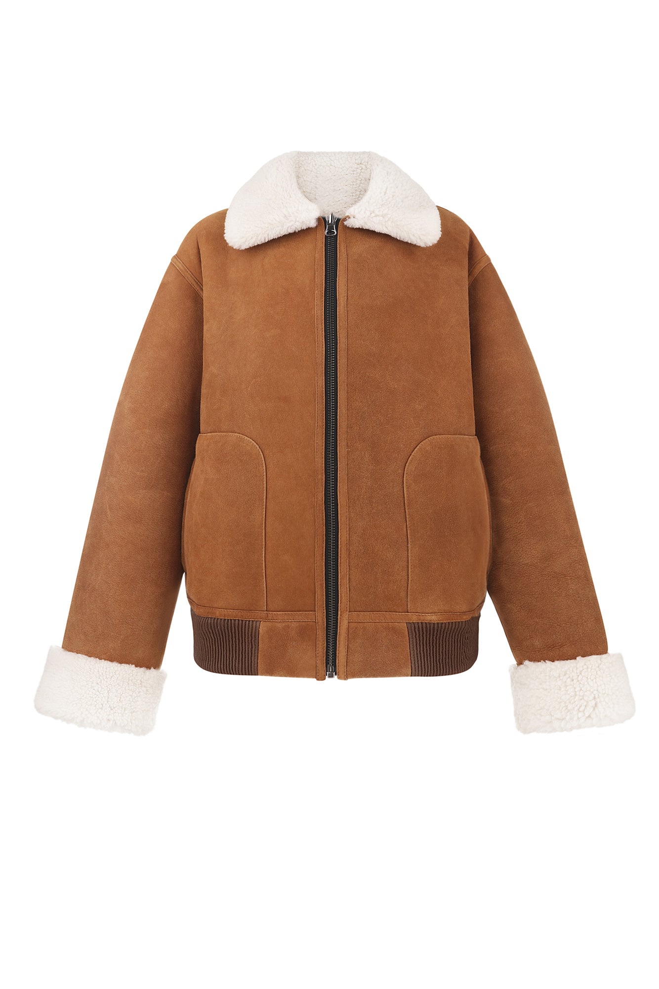 Reversible shearling bomber jacket